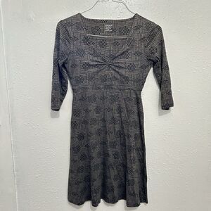 Toad&Co Rosalinda Organic Cotton 3/4 Sleeve Printed Dress Size XS Outdoor Travel